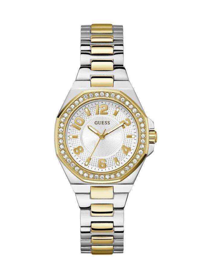 GUESS ساعة كواتز للنساء من غس بتصميم ثنائي اللون بعلبة بيضاء GW0877L5 - Image 1